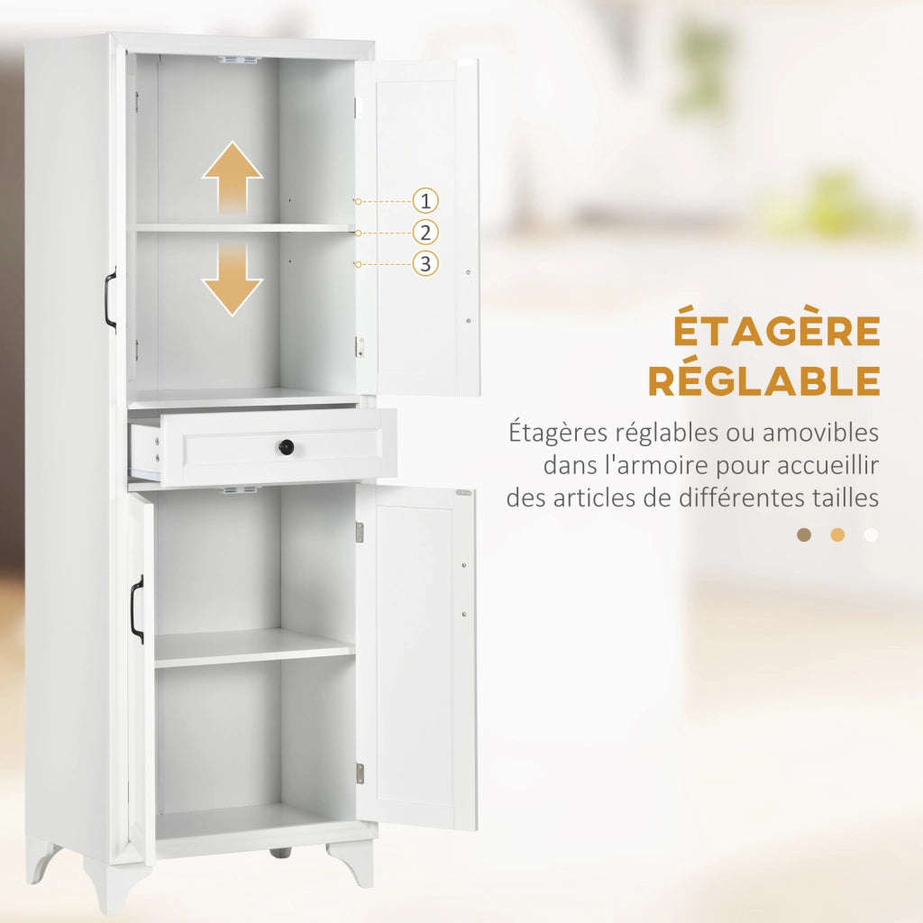 Armadio cucina 4 ante 2 ripiani tiroio centrale ¨C zephmum ¨C bianco 170 cm