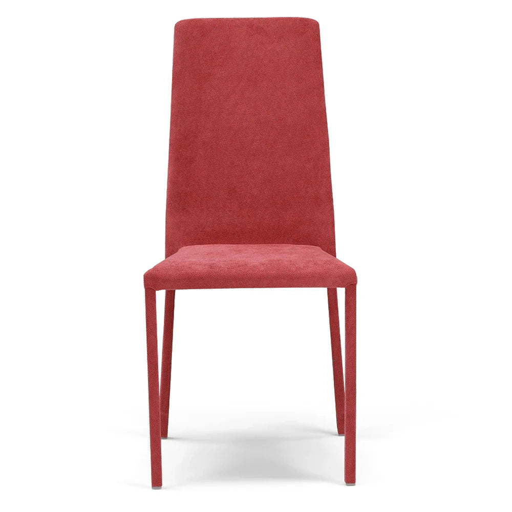 Set 4 sedie imbottite 100% MADE IN ITALY BETTY PLUS per sala da pranzo, cucina, soggiorno, design moderno, struttura robusta in metallo rivestita, schienale e seduta rivestiti in velluto colore Rosso