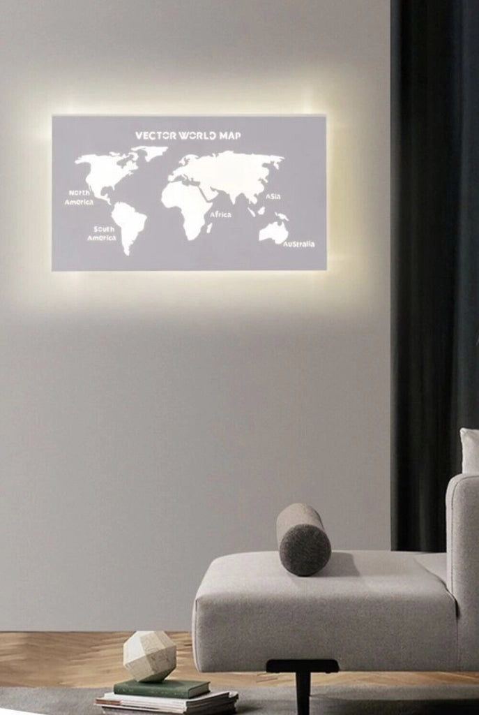 Applique lampada a led per parete muro illuminazione planisfero cambia 3 luci