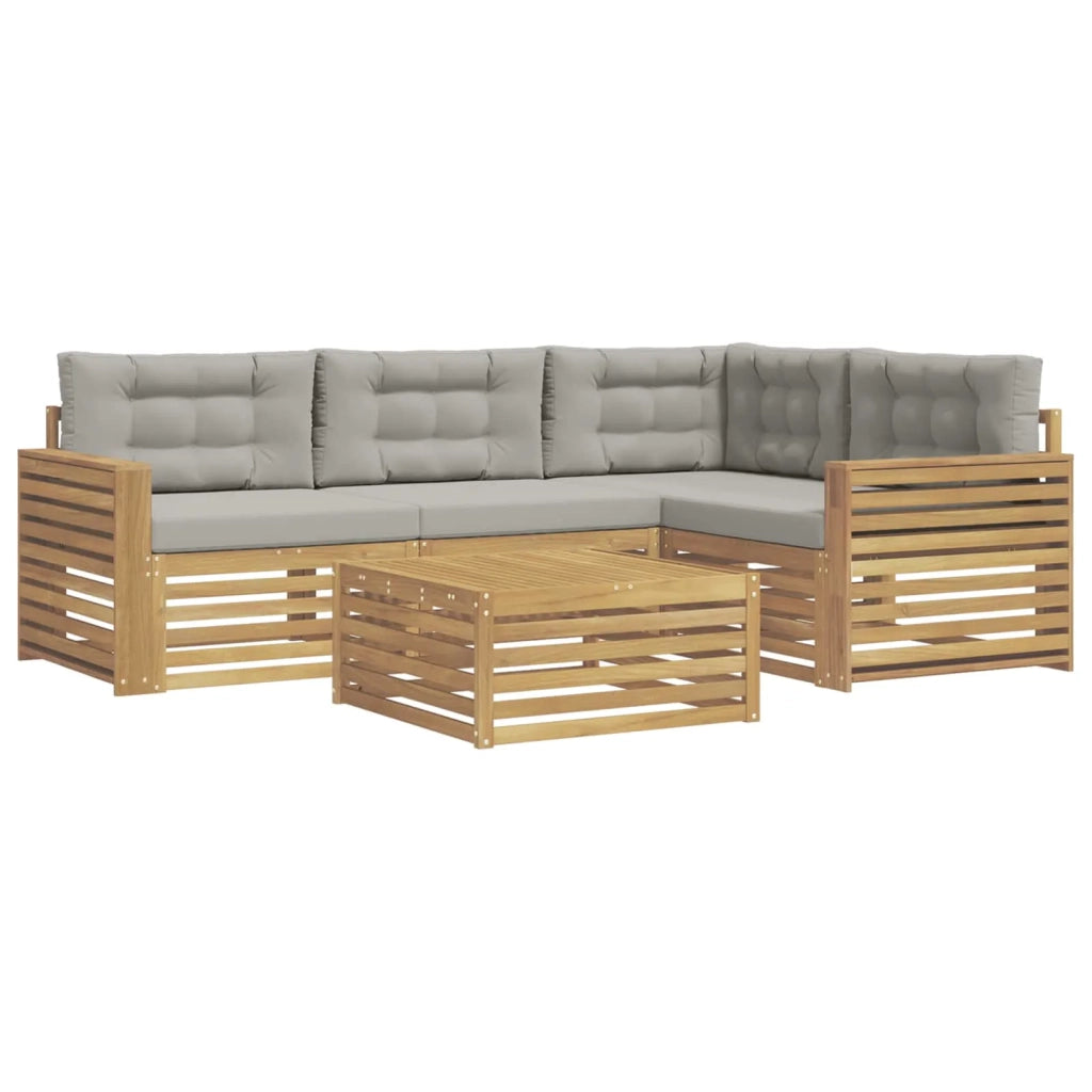Set di divani da esterno 5 pz Bianco e Grigio Chiaro Poliestere 3390451