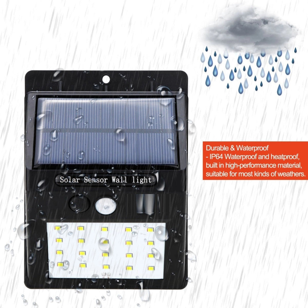 Trade Shop - Faro 20 Led Con Pannello Solare Ricaricabile E Sensore Di Movimento Per Esterno -