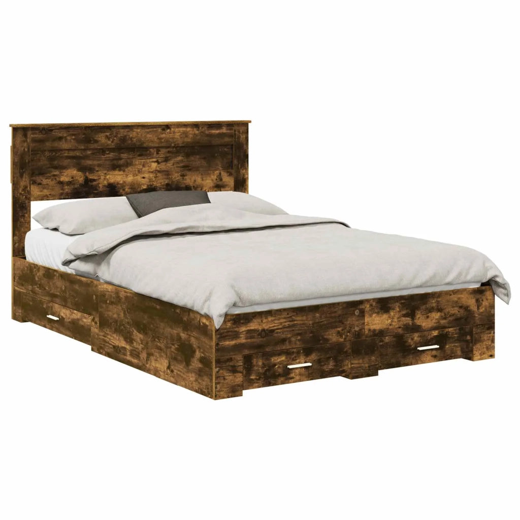 Struttura del letto Rovere fumé 140 x 190 cm Legno multistrato