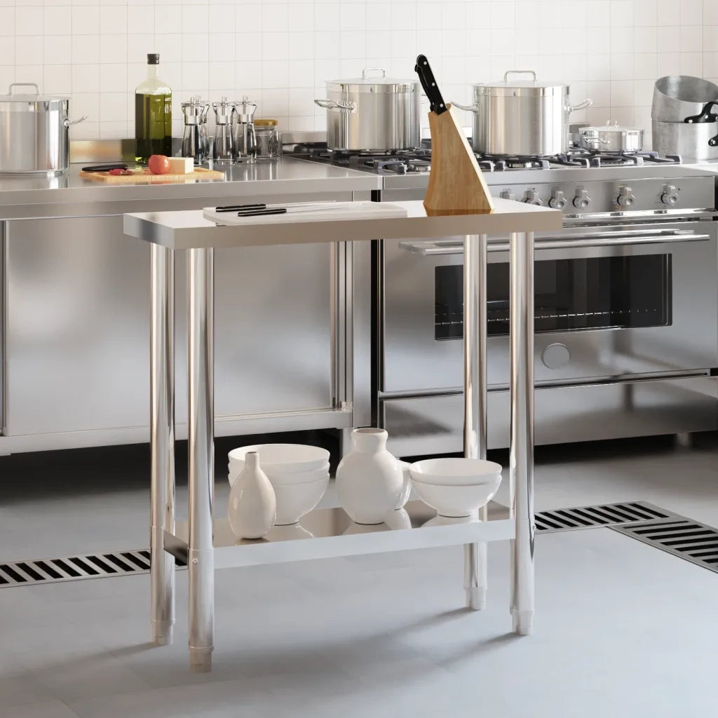 Tavolo da Lavoro da Cucina-Piano di Lavoro Cucina 82,5x30x85cm in Acciaio Inossidabile