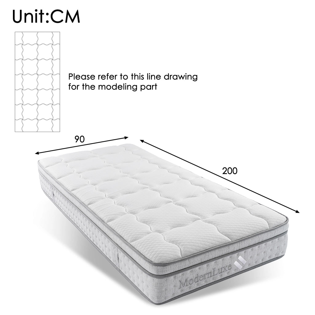 Materasso in schiuma fredda 90 × 200 cm, 7 zone, H3, traspirante, per un posto, bianco