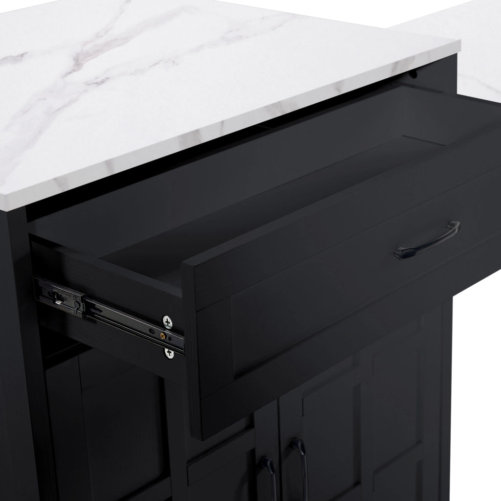 Tavolo Bar Allungabile con Cassetti e Vani ¨C MINIMAL ¨C Nero, 133-202x70x93.5cm, 2-6 Persone