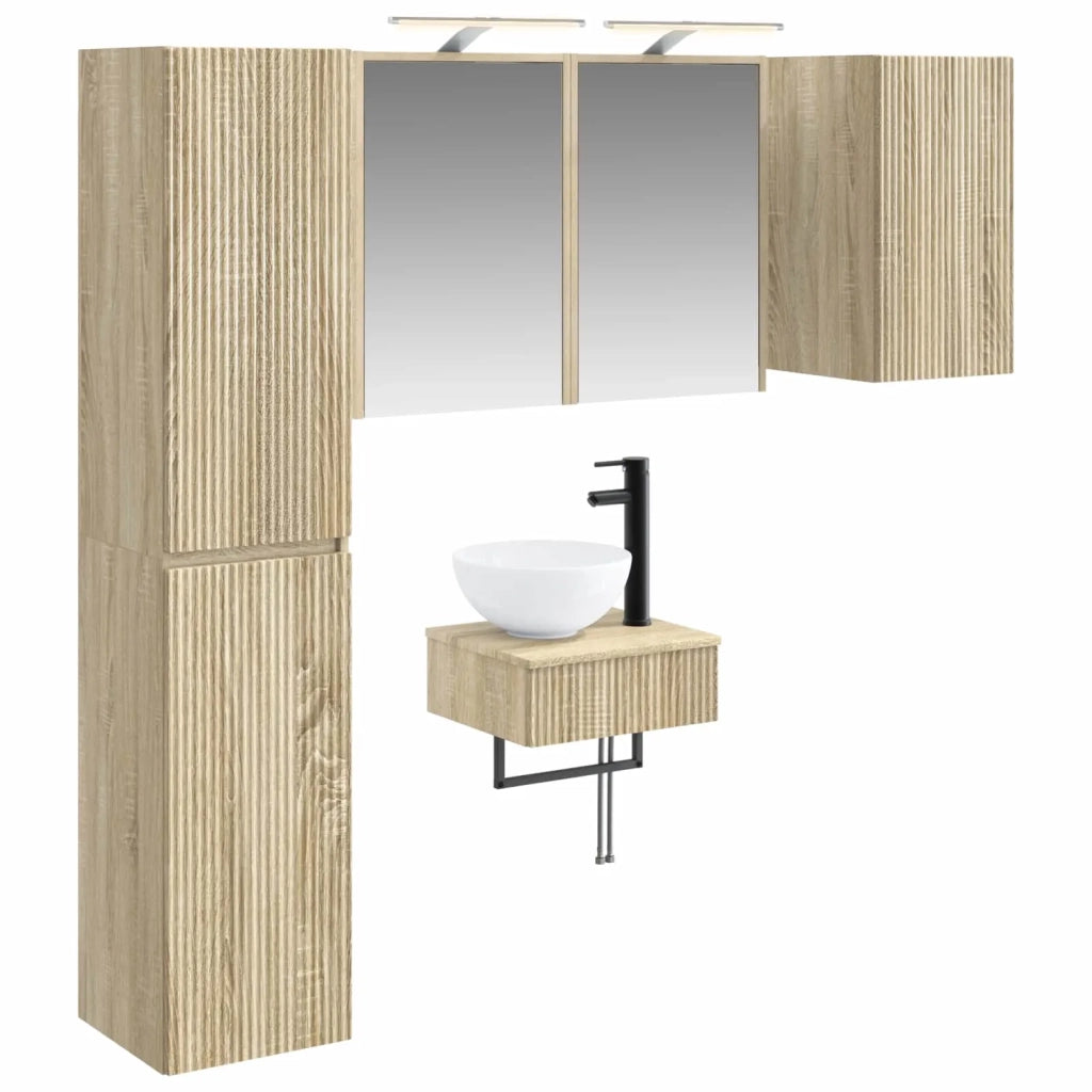 Set di mobili per il bagno 5 pcs Rovere Sonoma 3407249