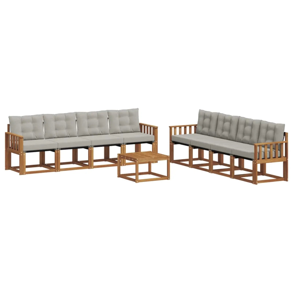 Set di divani da esterno 9 pcs Grigio Naturale e Chiaro