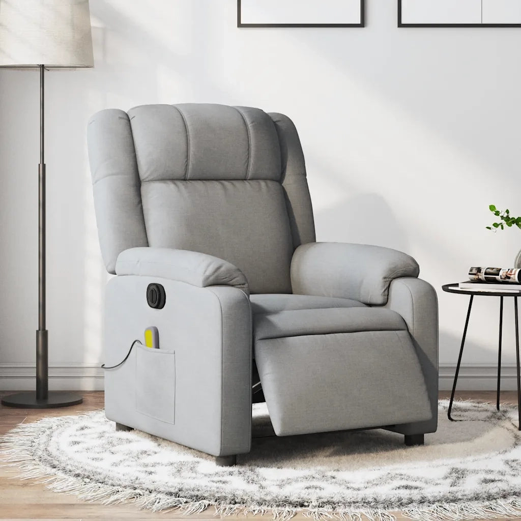 Poltrona Reclinabile Massaggio Elettrica Grigio Chiaro Tessuto 3205190