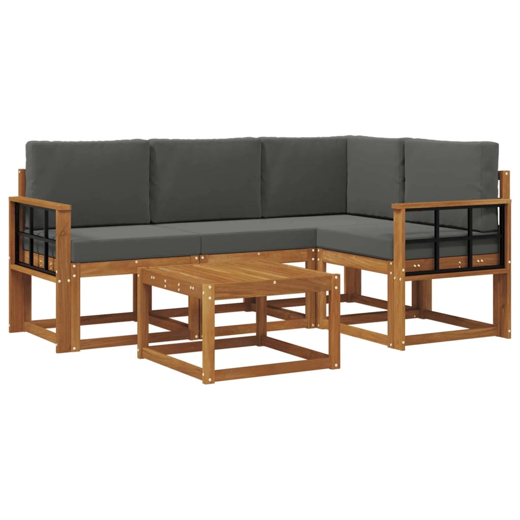 Set di divani da esterno con cuscino 5 pcs Naturale e Antracite