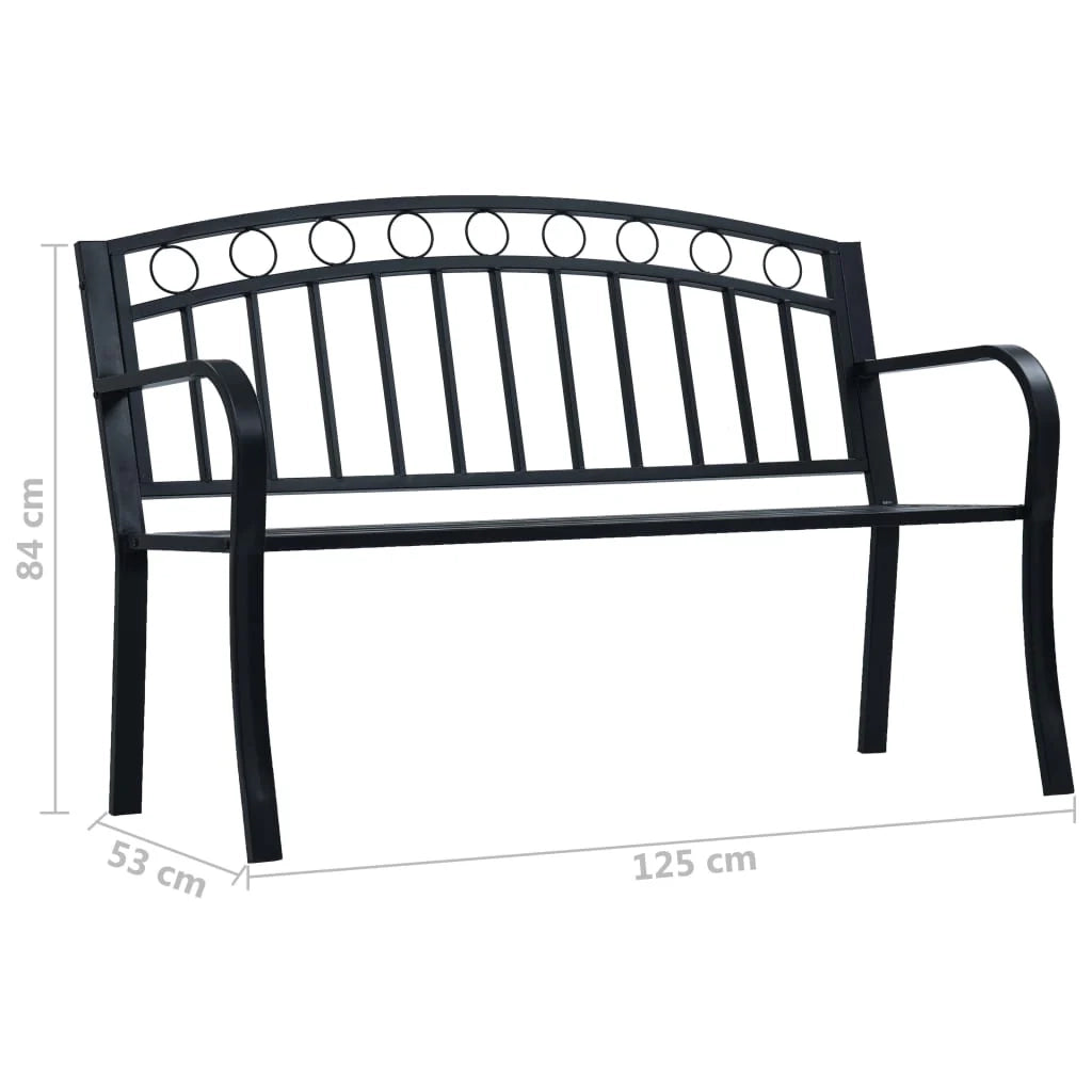 Panca da giardino arredo da esterno terrazza 125 cm acciaio nero 02_0011232