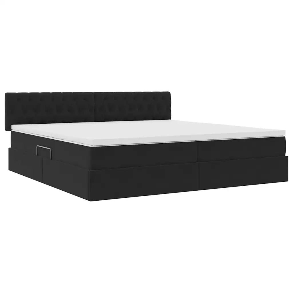 Letto con contenitore LED e materasso Nero 200 x 200 cm Velluto