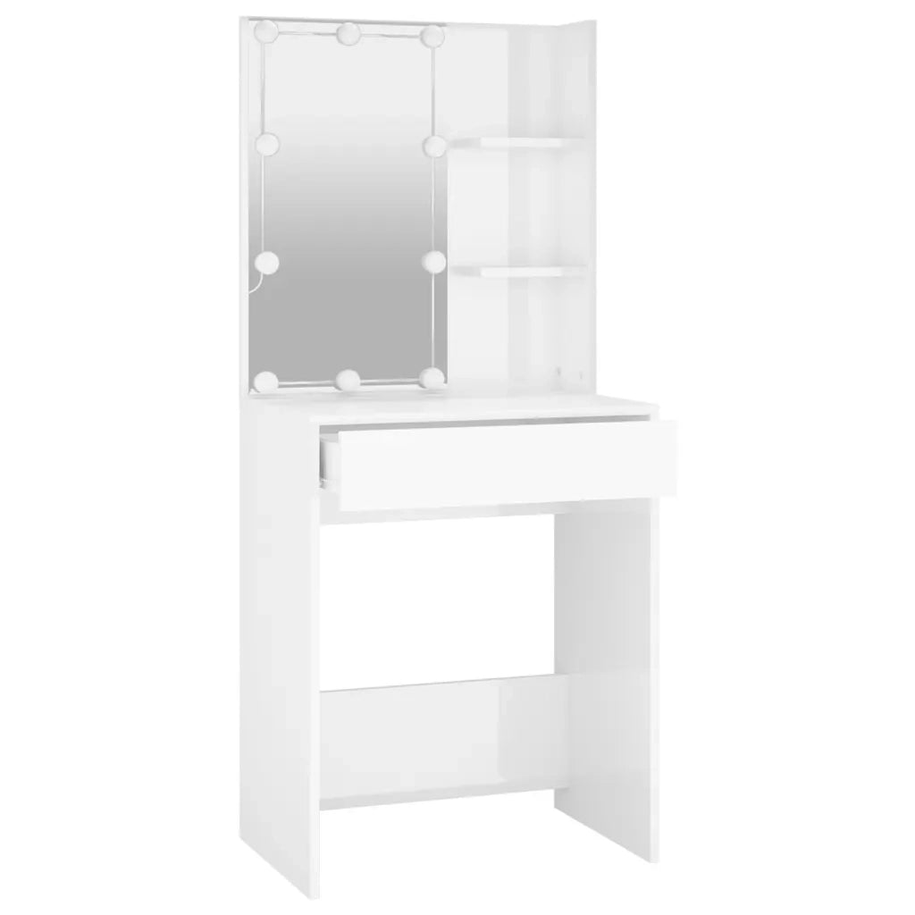 Toeletta con LED Bianco Lucido 60x40x140 cm 808834