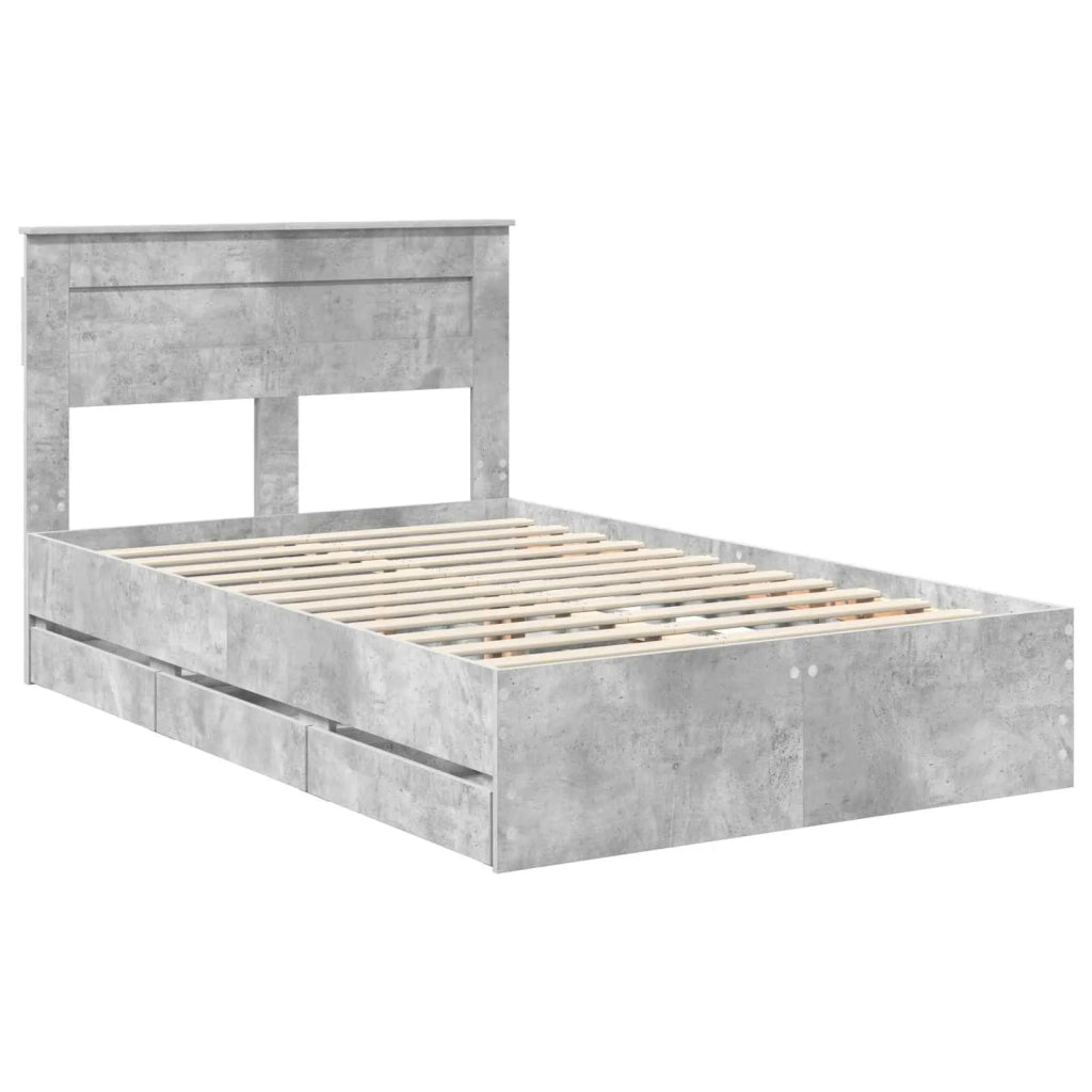Struttura del letto con cassetto Grigio cemento 135 x 190 cm 3409855