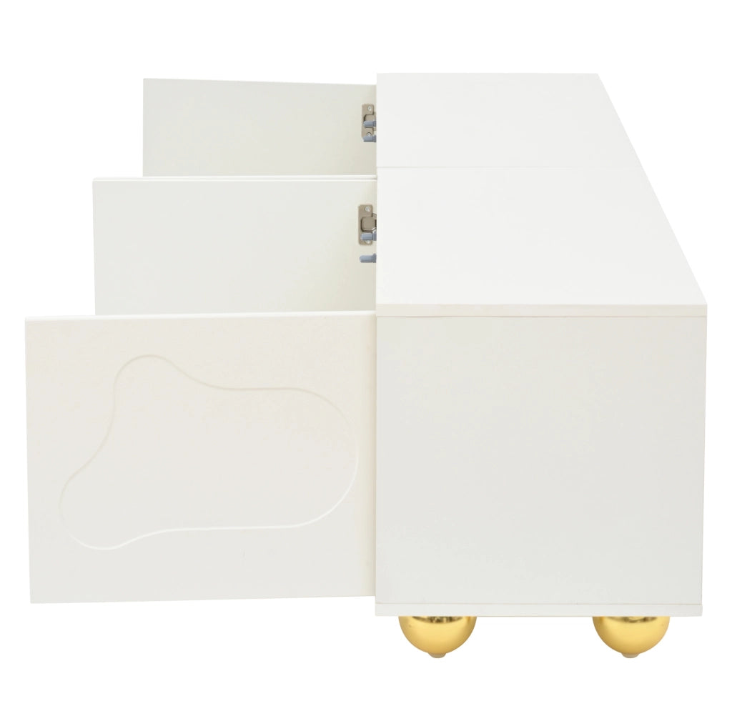 Mobile TV 180x40x45 cm con 2 armadietti; 4 ante; bianco