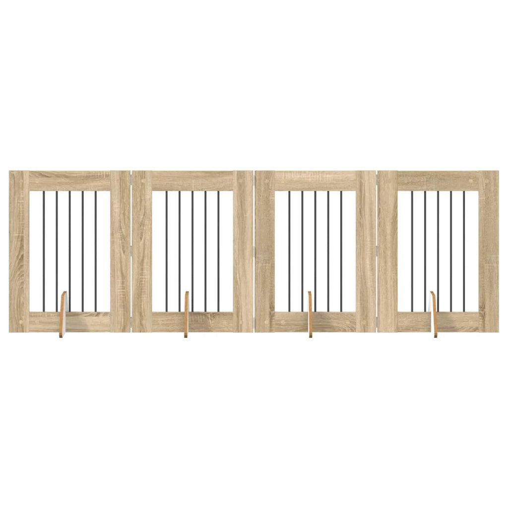 Cancello per cani con supporti 4 pcs Rovere Sonoma 60 x 80 cm 892098