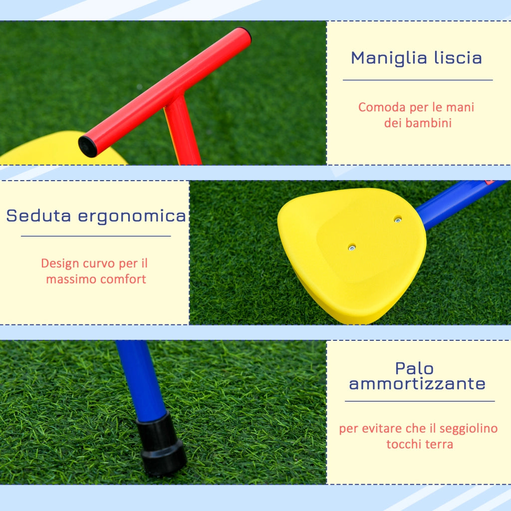 Altalena per Bambini Doppia a Bilico Girevole a 360¡ã in Metallo e PP, Et¨¤ 3-8 Anni, 182x77x63cm Multicolore