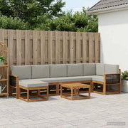 Set di divani da esterno 8 pz Naturale e Grigio Chiaro 3385412