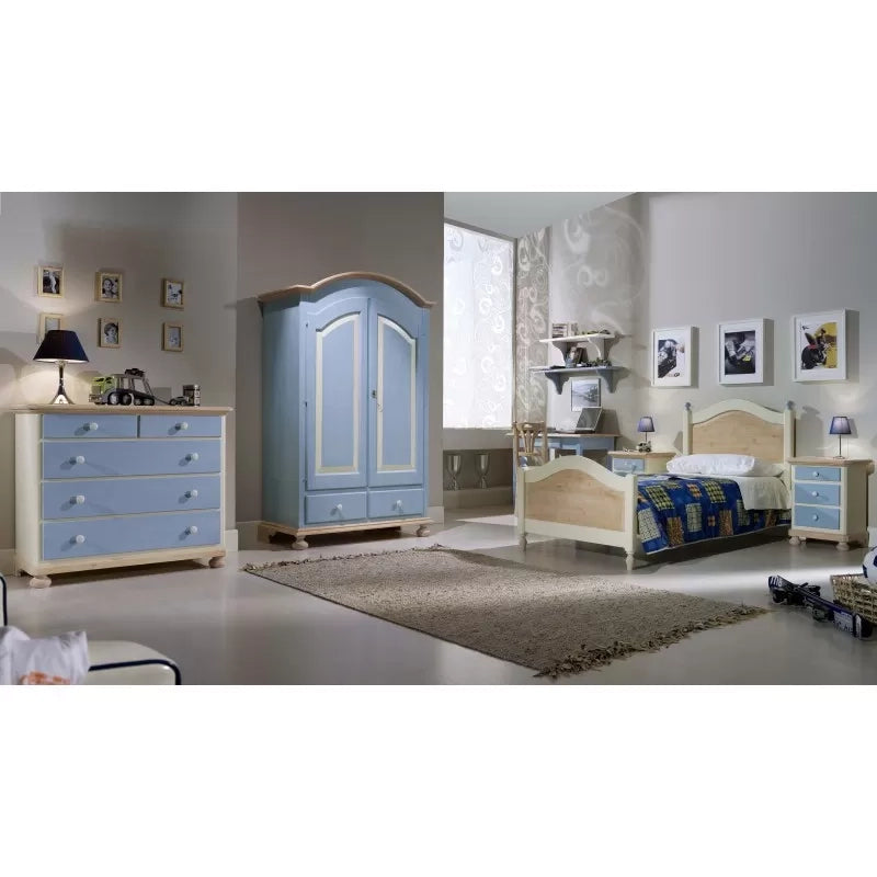  comodino arte povera 3 cassetti legno shabby azzurro miele 50x38x65 (2211) - Mobili 2G