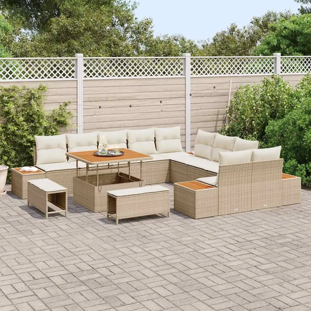 Set Divano da Giardino con cuscino 13 pcs Beige Poly Rattan 3364916