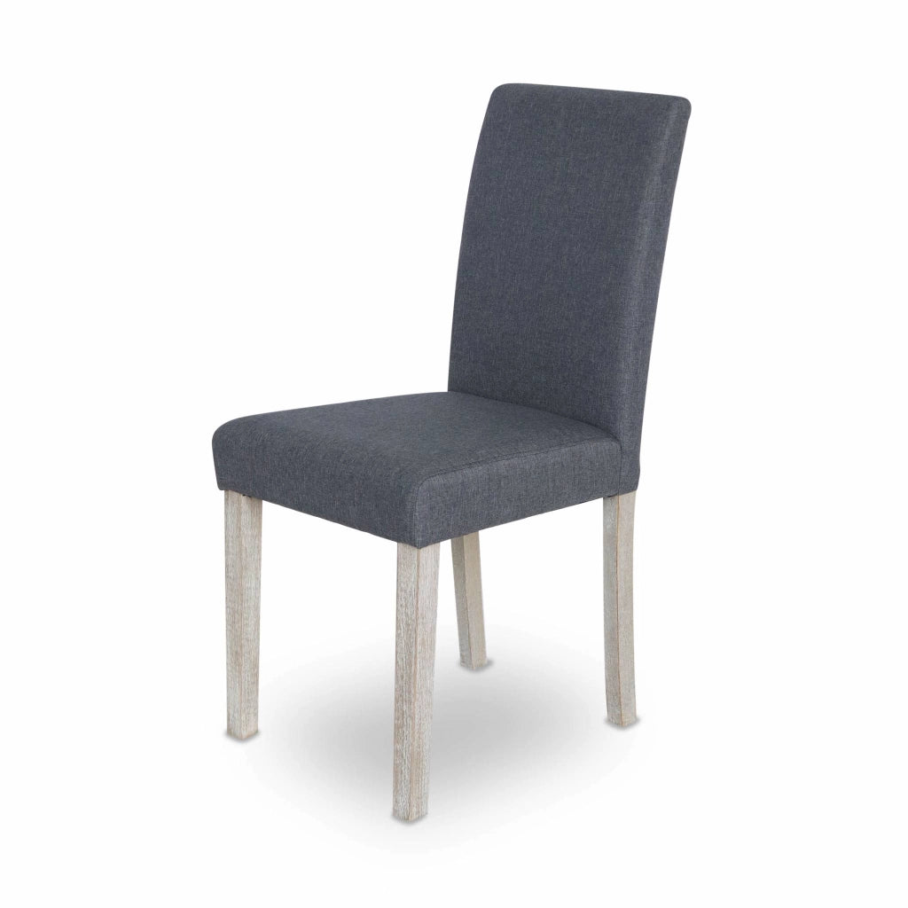 Set 4 sedie in tessuto con gambe in legno, grigio scuro