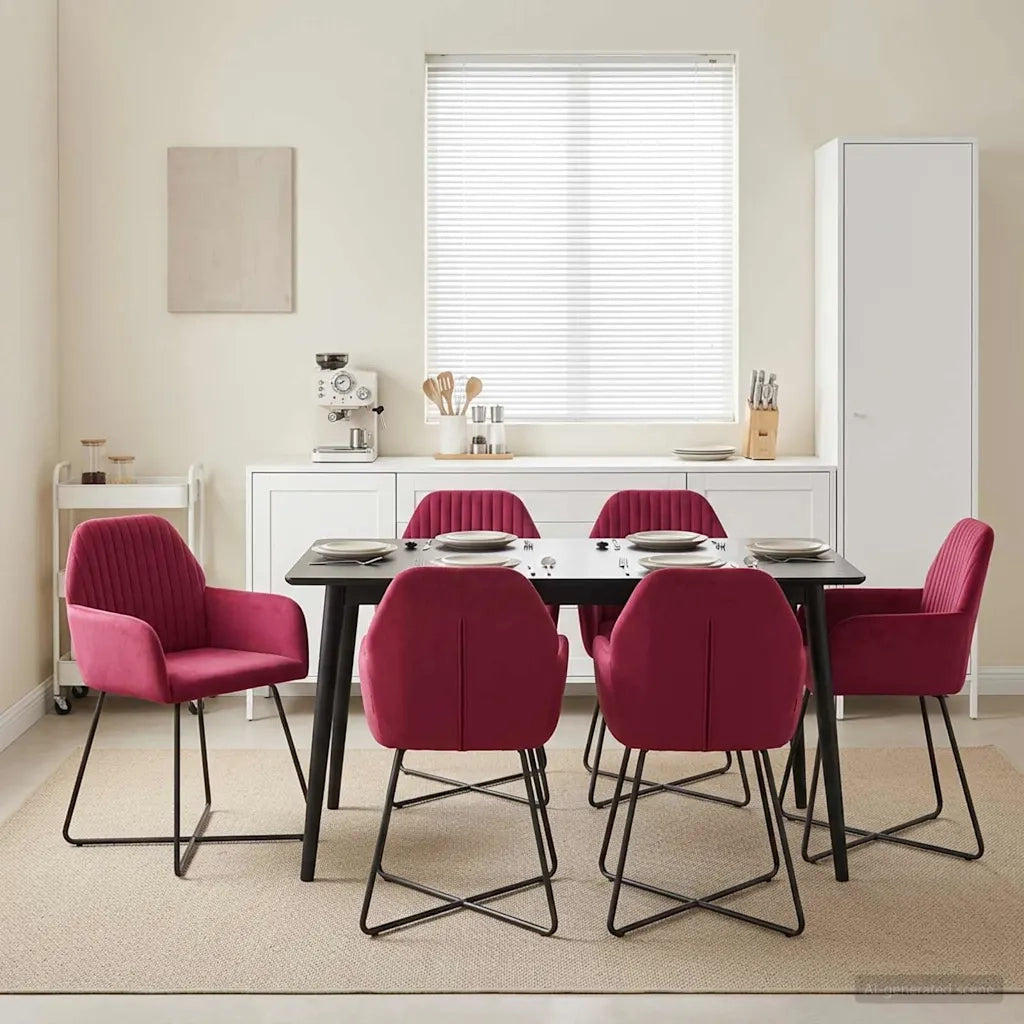 Sedie da pranzo 4 pcs Velluto (V) Rosso Vino 55 x 50 x 84 cm 3428377