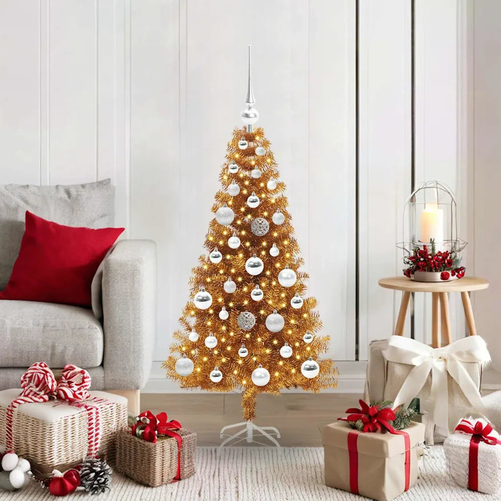Albero di Natale con 150 LED con supporto Oro 120 cm PET 3396608
