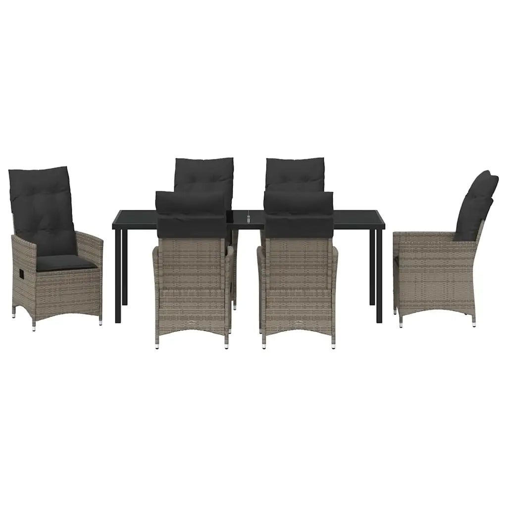 Set da Pranzo per Giardino con cuscino 7 pcs Grigio polyrattan 3379553