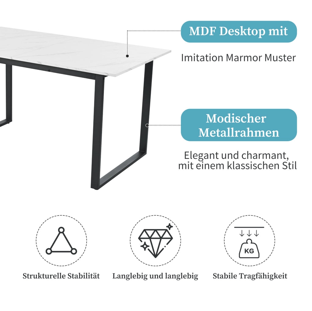 Set da pranzo moderno con tavolo allungabile bianco 140/180×80 cm