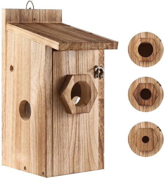 Casa per Uccelli Selvatici - Resistente al Tempo - Kit di Costruzione in Legno - Pulizia Facile - Aperture di Ventilazione - Adatto per Passeri/ Merli Rossi