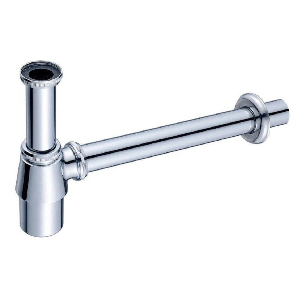 Trade Shop - Sifone A Bottiglia Per Lavandino Lavabo Scarico 1" 1/4 Cromato Con Rosone 69373 -