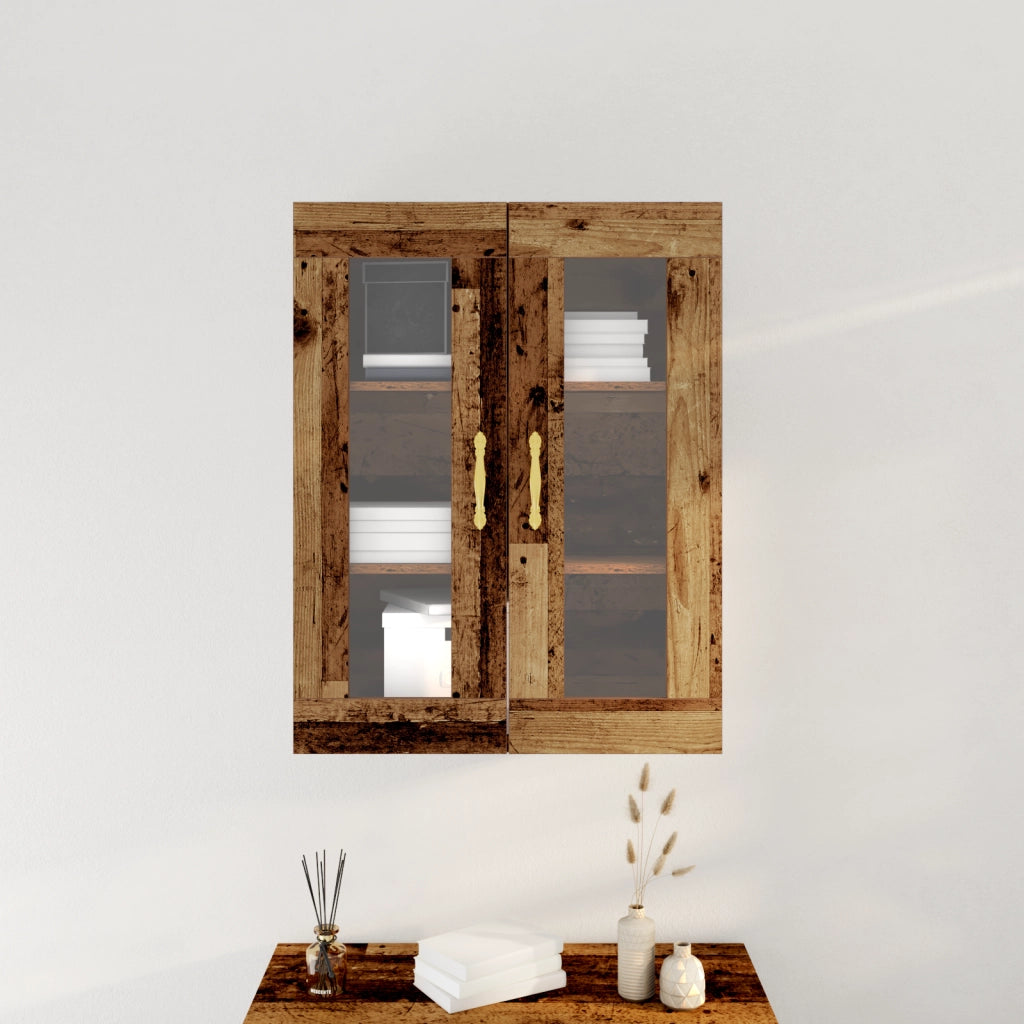 Armadio a muro con porte in vetro in legno vecchio 69,5x34x90 cm