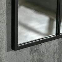 Specchio Moderno a Parete e a forma di Arco 91x60 cm per Camera da Letto e Soggiorno, in Metallo Nero e Vetro