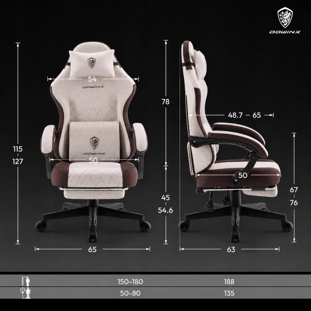 Sedia Gaming DOWINX Marrone con Molle Insacchettate; Seduta Piatta; Poggiapiedi e Schienale 135°
