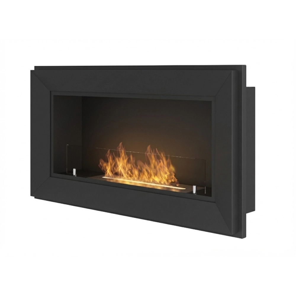 Caminetto a Bioetanolo Frame 900 SimpleFire da incasso con Vetro - Nero Opaco
