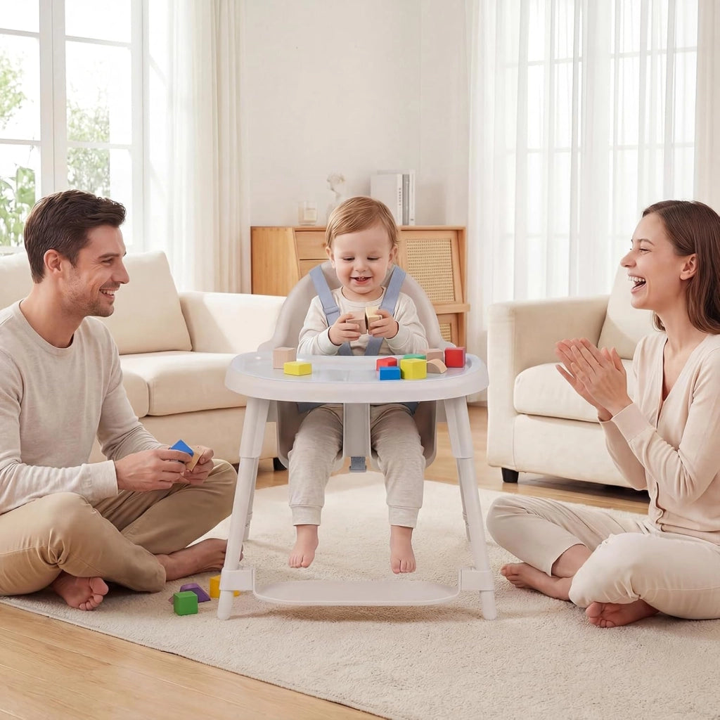 4 in 1 Seggiolone per Bambini, Vassoio Doppio Rimovibile | Cintura di Sicurezza a 5 Punti, Poggiapiedi Reversibile, per Bambini 6-36 Mesi