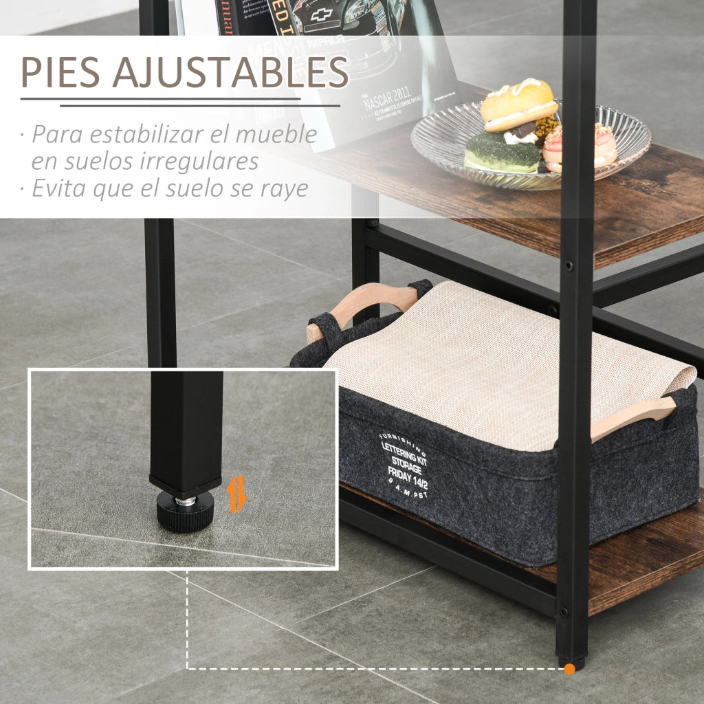 Set tavolo bar con 2 sgabelli ¨C Xylo ¨C legno marrone rustico con ripiani e poggiapiedi 109x60x100 cm