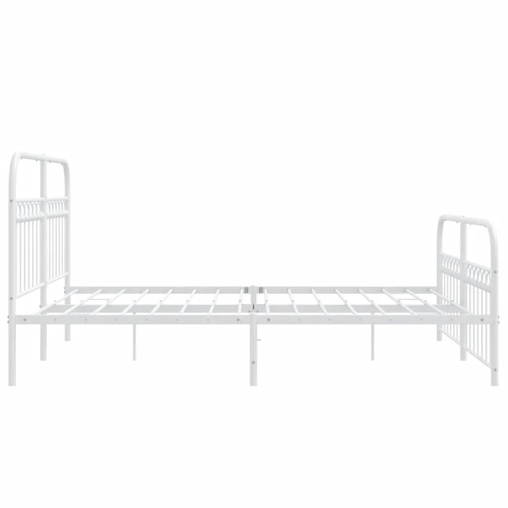 Giroletto con Testiera e Pediera Metallo Bianco 150x200 cm 376669
