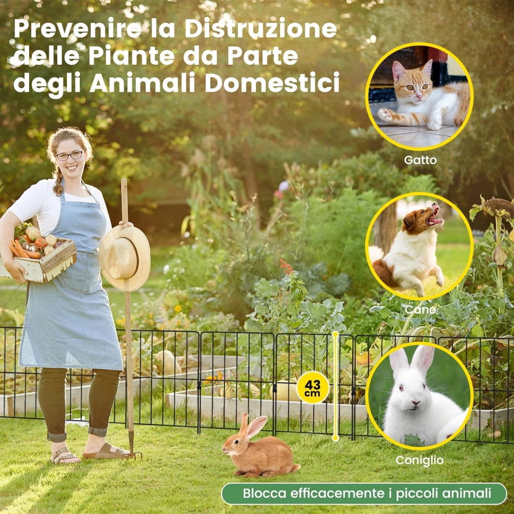 15/25PCS Recinzione da Giardino 33 x 60 CM, Recinzione per Aiuole in Metallo Antiruggine e Robusto, Recinto Pieghevole da Giardino, Orto ed Aiuole (25)
