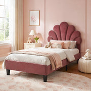 Letto imbottito 90x200 cm con testiera a fiore rosso