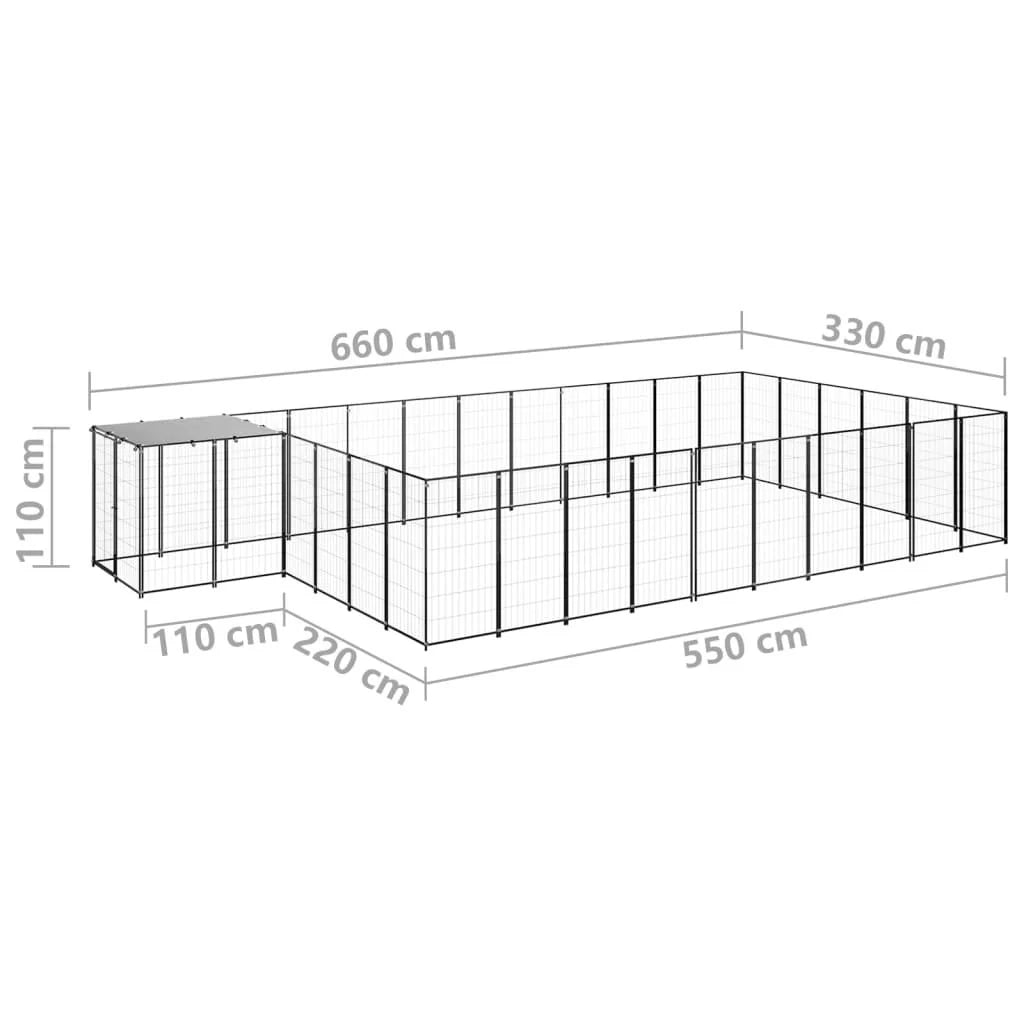 Recinto per animali da esterno per cani 19,36 m² acciaio nero 02_0000503