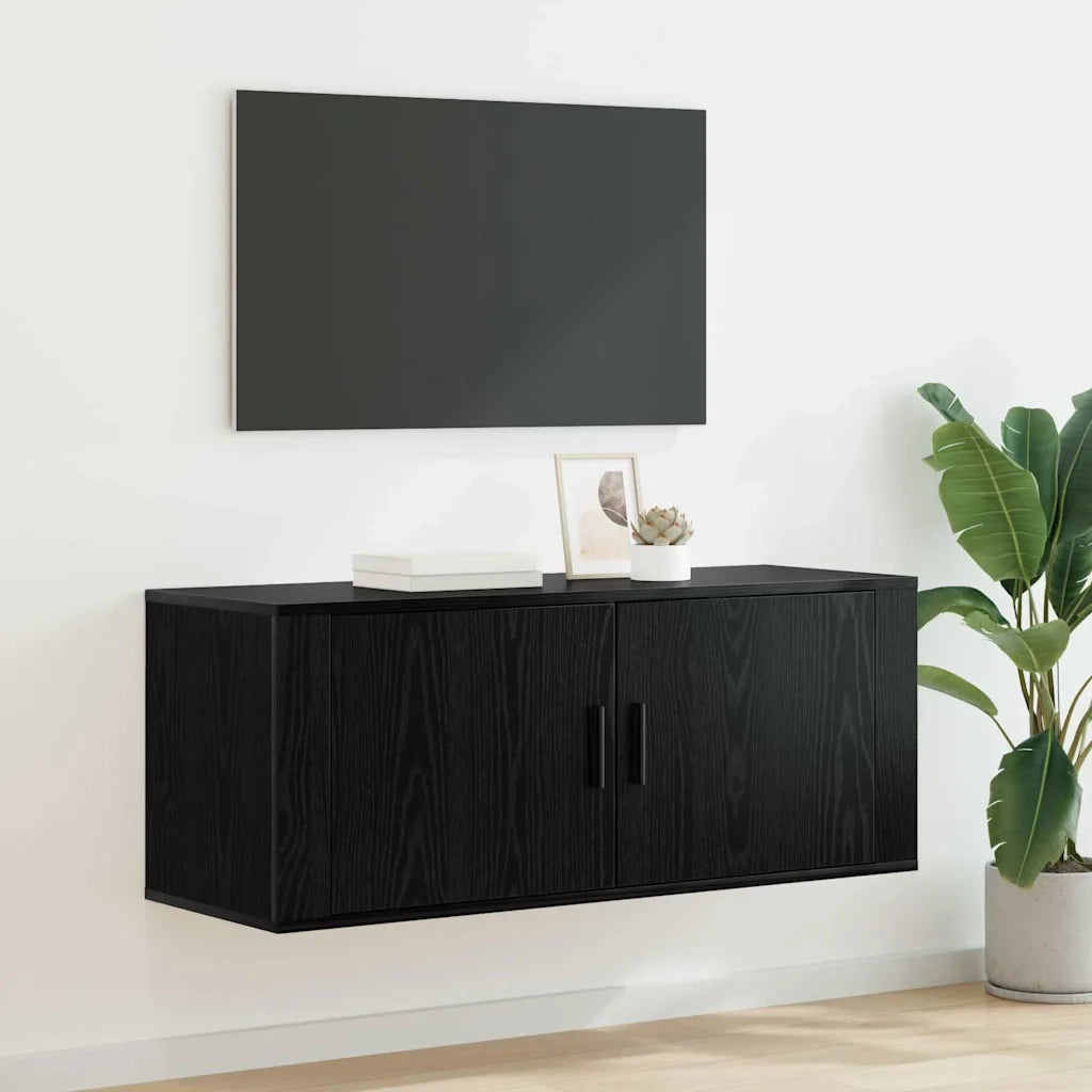 Mobile TV da parete-Mobile TV a Muro-Credenza TV Rovere Nero 100 x 34,5 x 40 cm