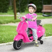 Moto Elettrica per Bambini con Licenza Ufficiale Vespa, 2 Rotelle, Luci e Suoni, 108x49x75 cm, Rosa