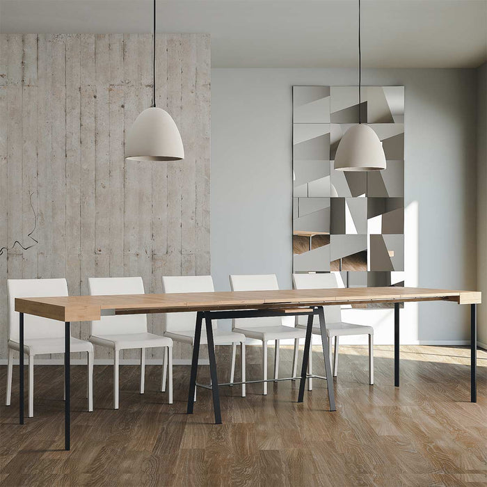 Consolle Allungabile in Legno e Ferro H77x40x90/300cm Banco Quercia Classica