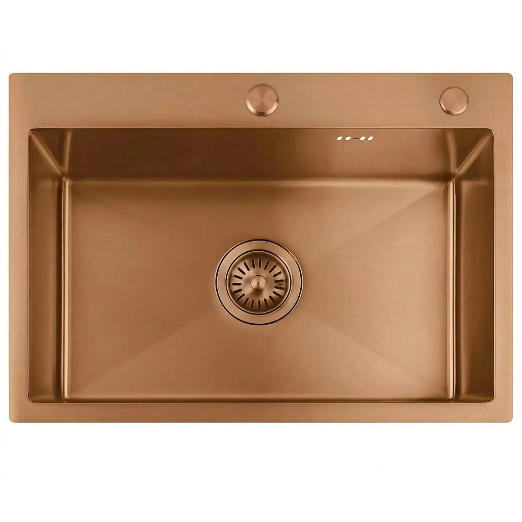 Lavello In Acciaio Con Set Di Accessori 3 Pz. Rea Liam Brush Copper Accessori grigi