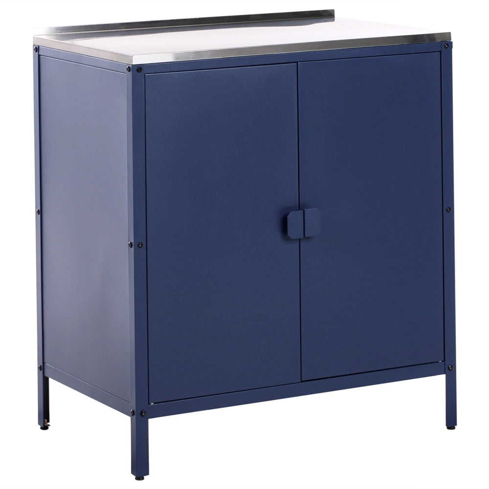 Armadietto da giardino in acciaio inox di colore blu con 2 ante giardino cucina esterno