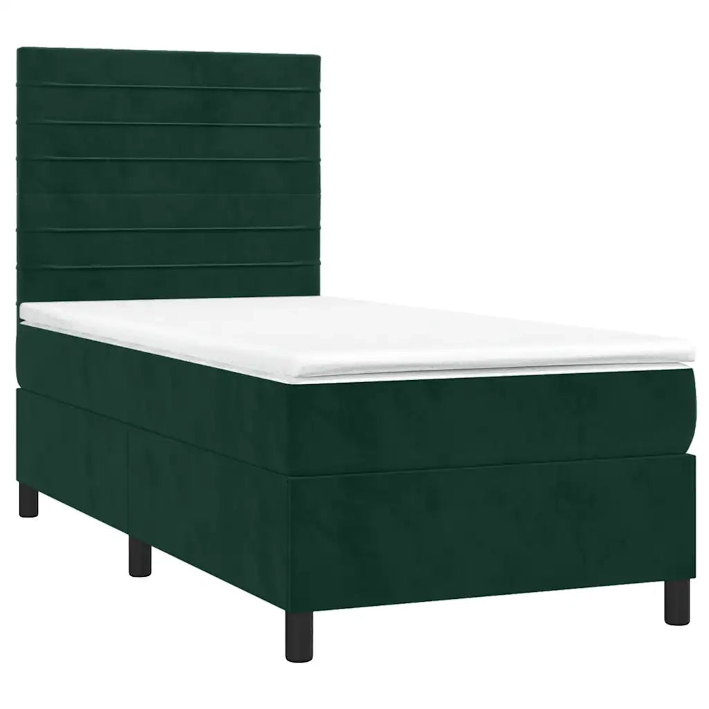 Giroletto a Molle con Materasso Verde Scuro 90x200 cm Vellutocod mxl 75826