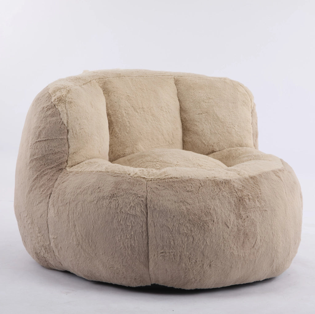 Poltrona sacco ergonomica in pelliccia sintetica kaki