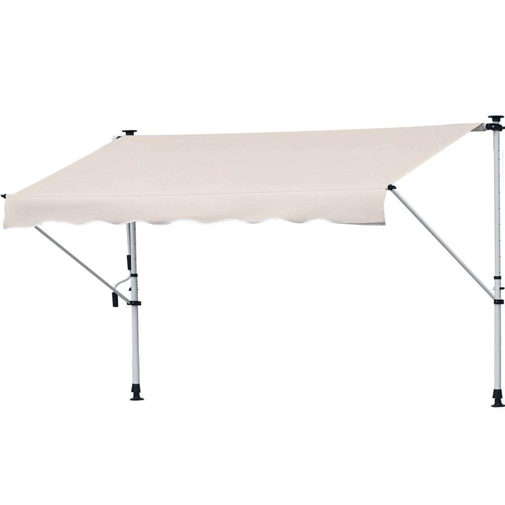 Tenda da sole retrattile ¨C zephmum ¨C kaki 4x1.2m metallo poliestere