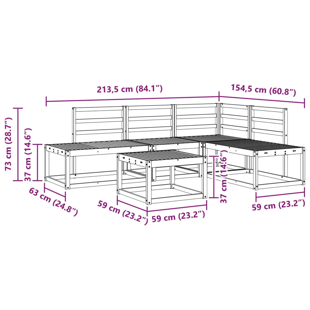 Set di divani da esterno 5 Pezzo Bianco 3388188
