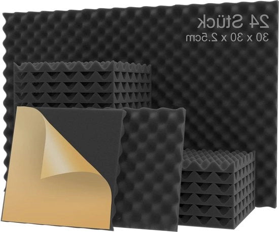 Gel suono assorbente per pareti con schiuma acustica autoadesiva alta densità - 30x30x25cm - 24 pezzi